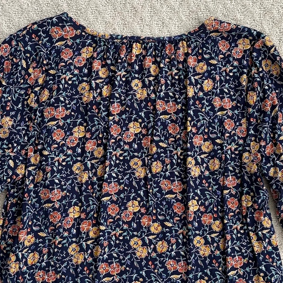 Old Navy Long Sleeve Peasant Blouse/Top Navy Blue Floral Size Medium - Picture 8 of 11